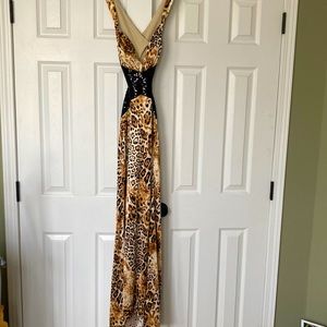 Prom Special Occasion Gown Animal Print Cheetah 🐆 Size 1/2 Masquerade Designer